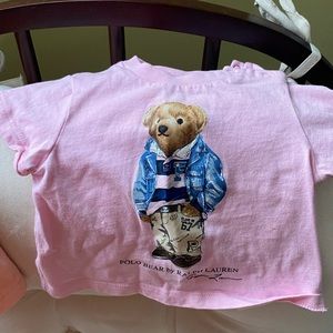 Pink baby polo bear shirt